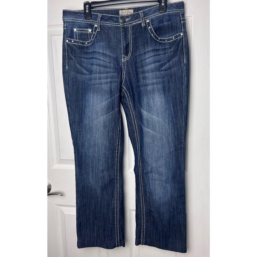 Earl Jean Studded Rhinestone Denim Stretch Jeans Women's Size 12